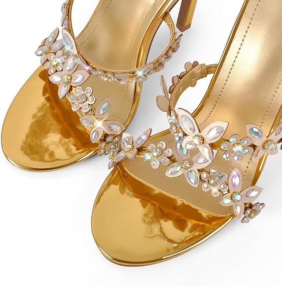 Women’s Sparkly Diamante High Heel Spiral Strap Sandals