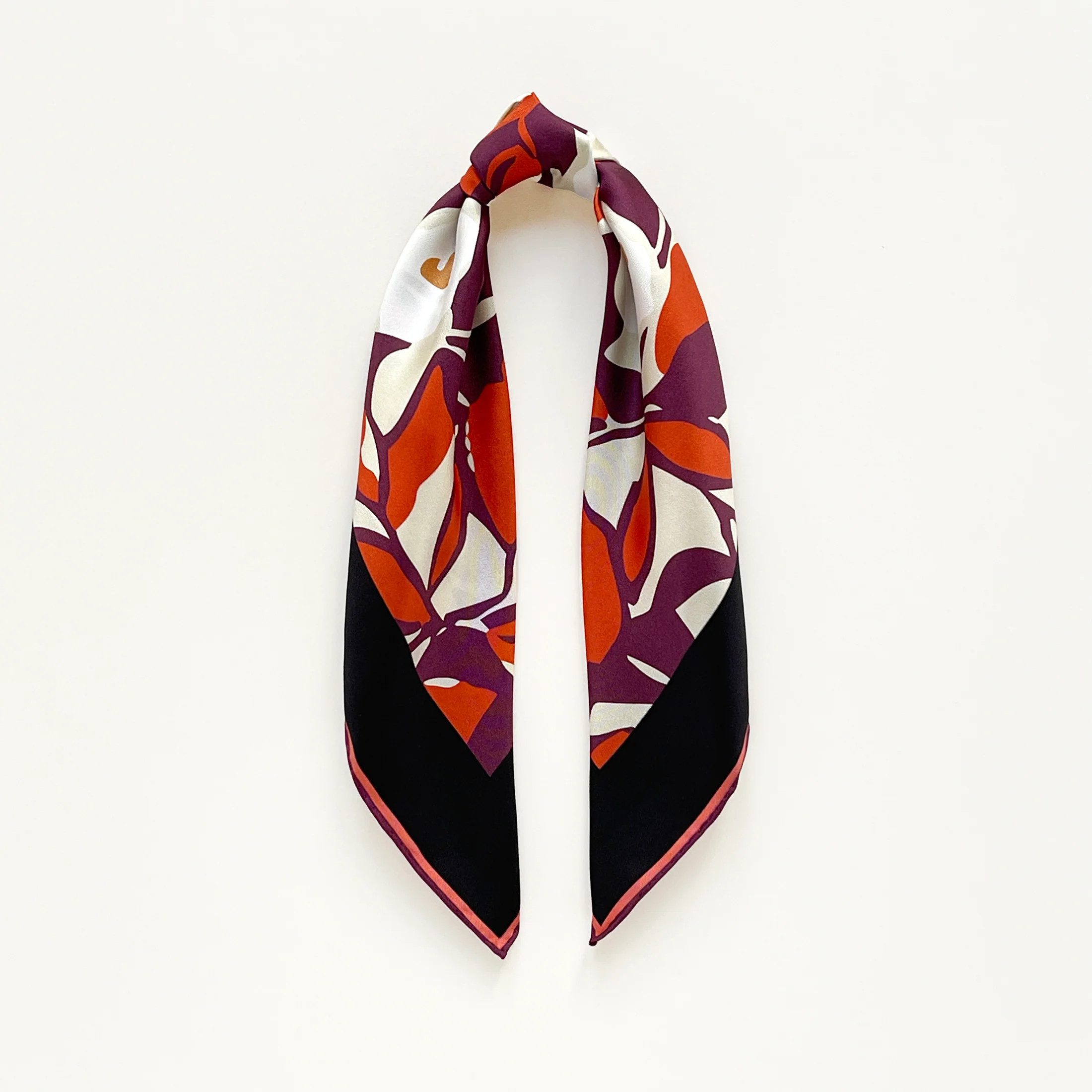 Berry Blossom Silk Scarf - 53cm Hand-Rolled Bandana Neck Scarf