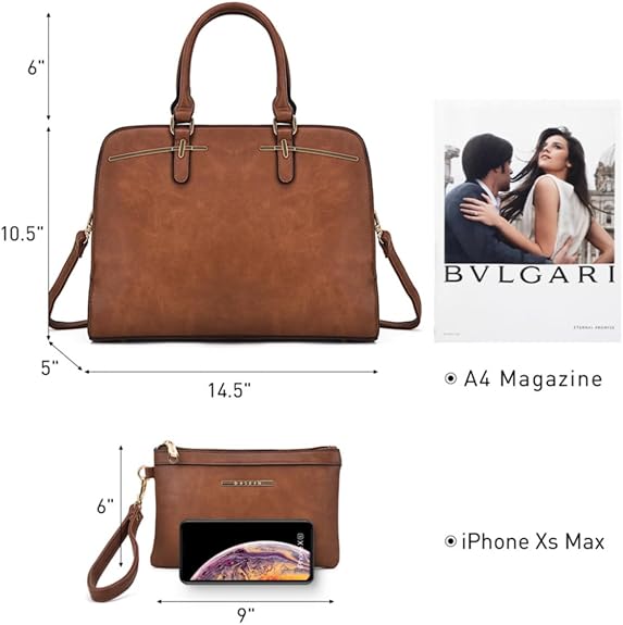 Women’s 2PCS Tote Bag Set with Wallet Top Handle Shoulder Bag