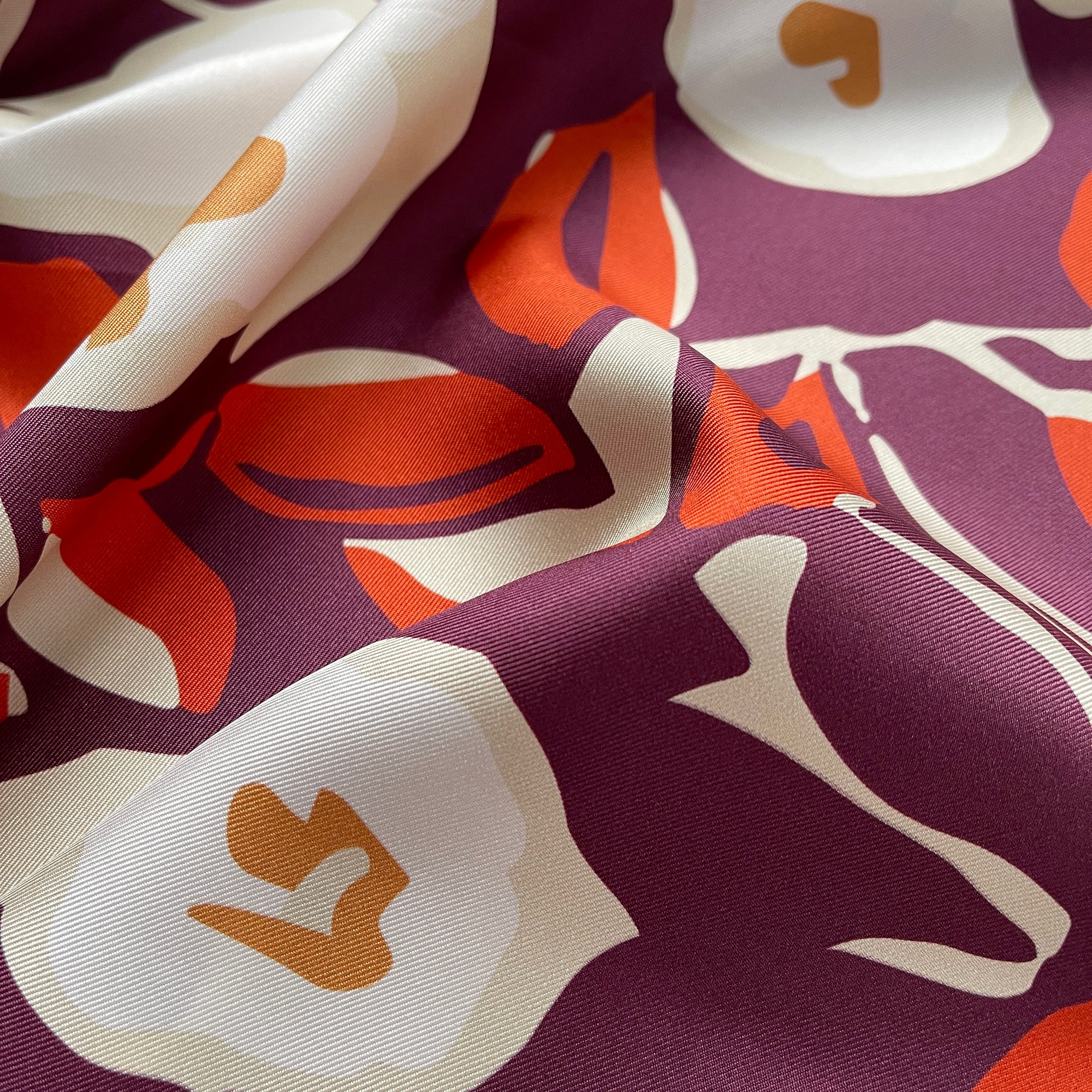 Berry Blossom Silk Scarf - 53cm Hand-Rolled Bandana Neck Scarf