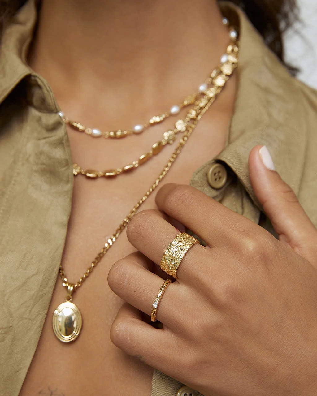 Gold Textured Ring - Large