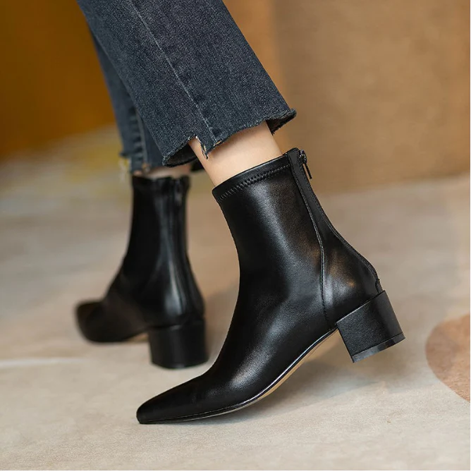 Women's Petite Size Pointed Ankle Boots