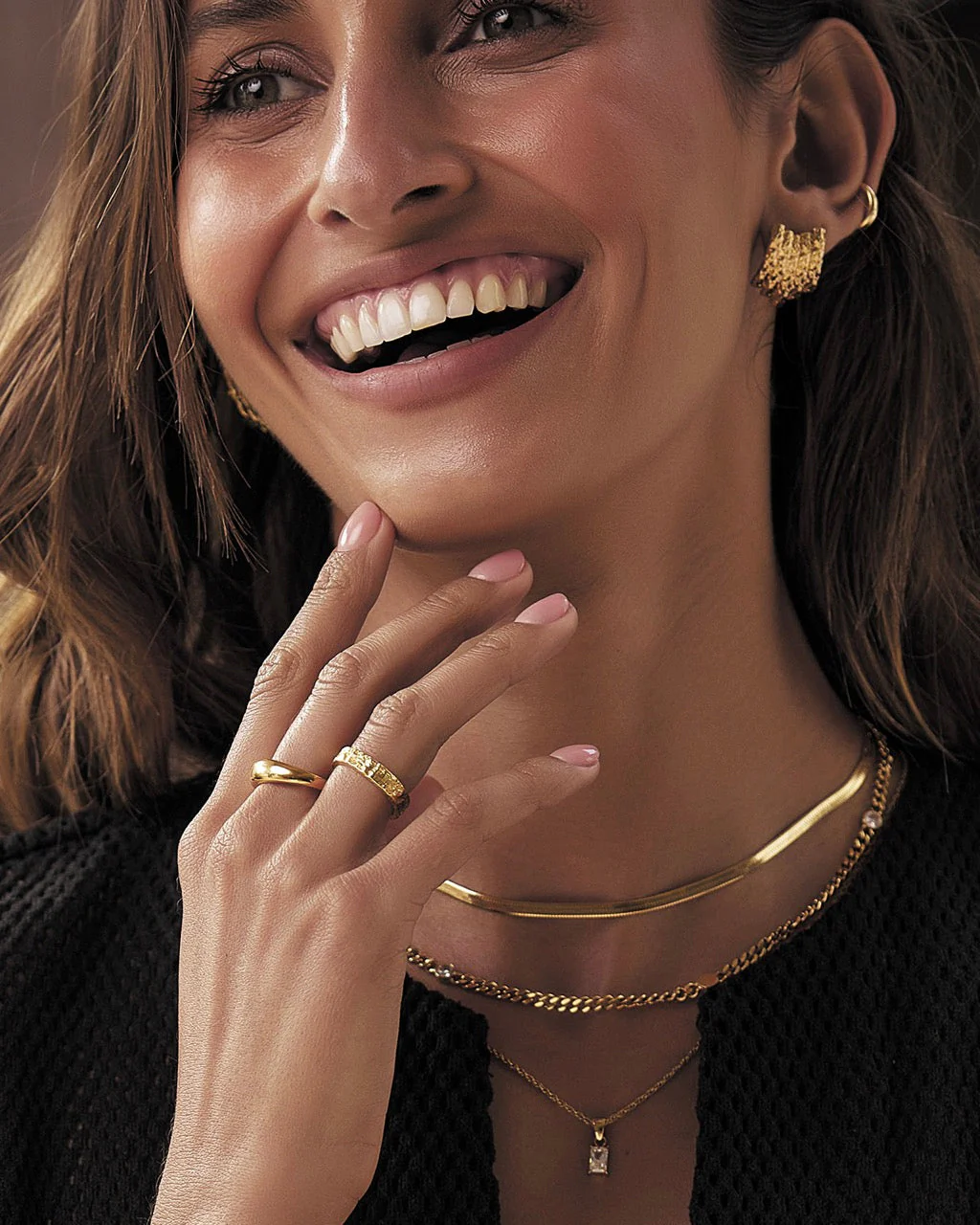 Gold Textured Ring - Medium