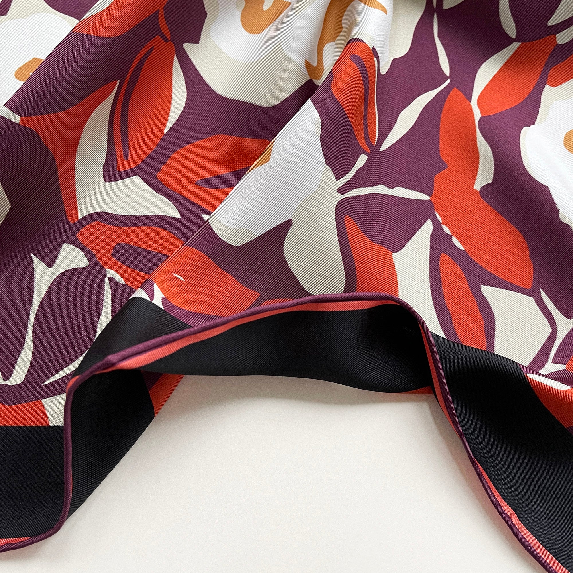 Berry Blossom Silk Scarf - 53cm Hand-Rolled Bandana Neck Scarf