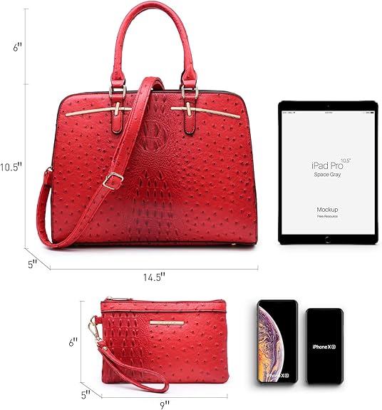 Women’s Tote Shoulder Bag Set with Wallet and Compartments