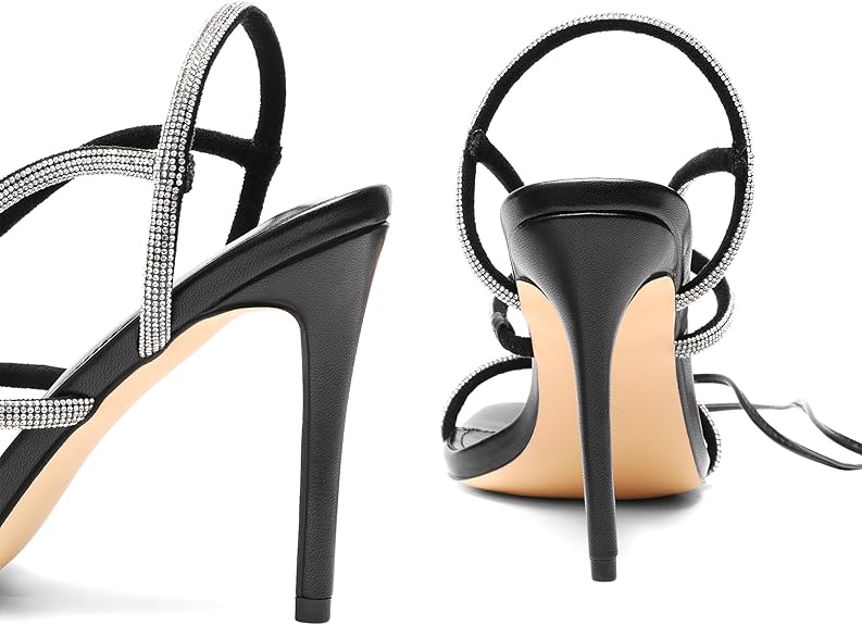 Women’s Strappy Square Toe Stiletto Dressy Pumps Sandals