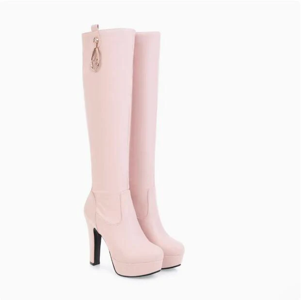 Women's Petite Size Platform Knee High Boots