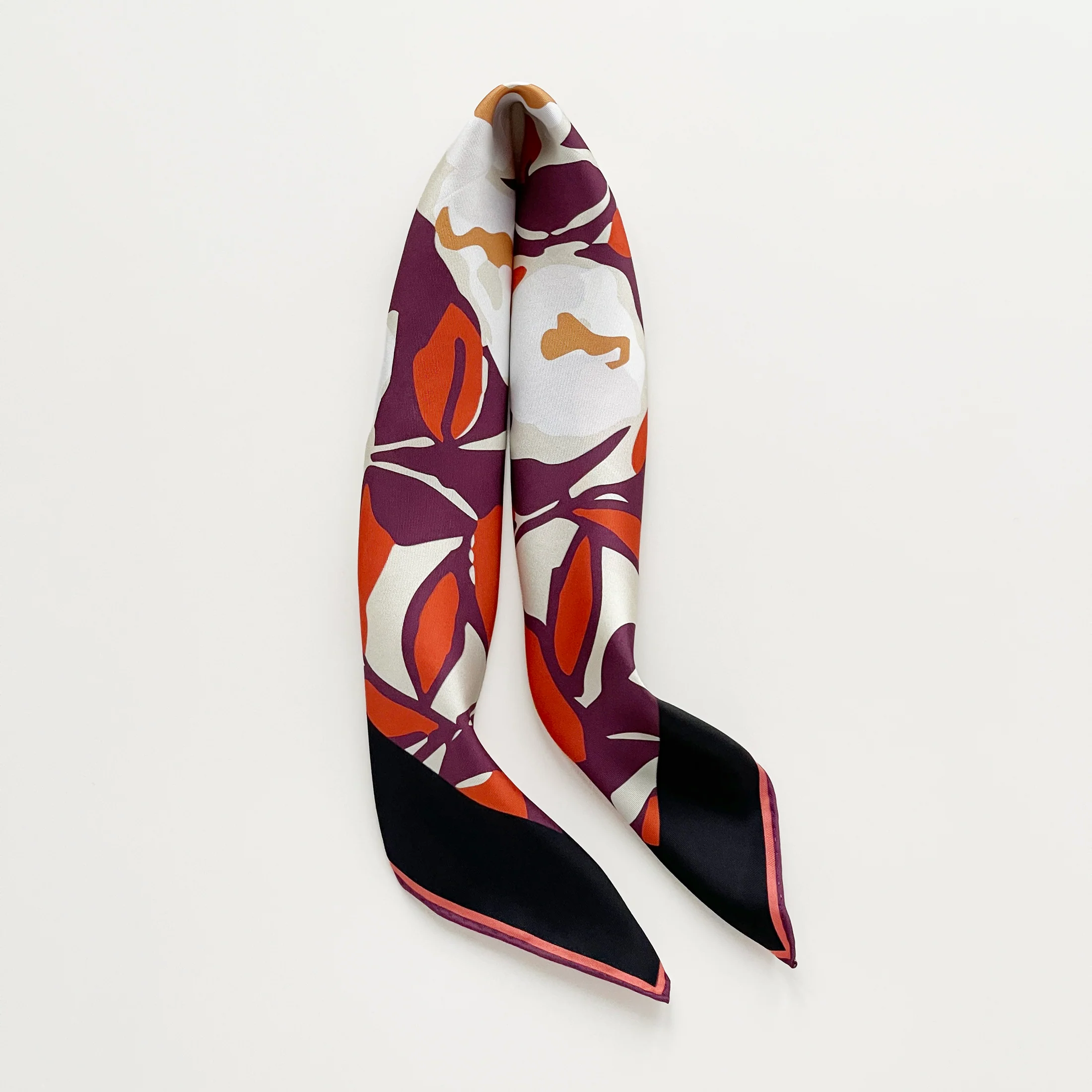 Berry Blossom Silk Scarf - 53cm Hand-Rolled Bandana Neck Scarf