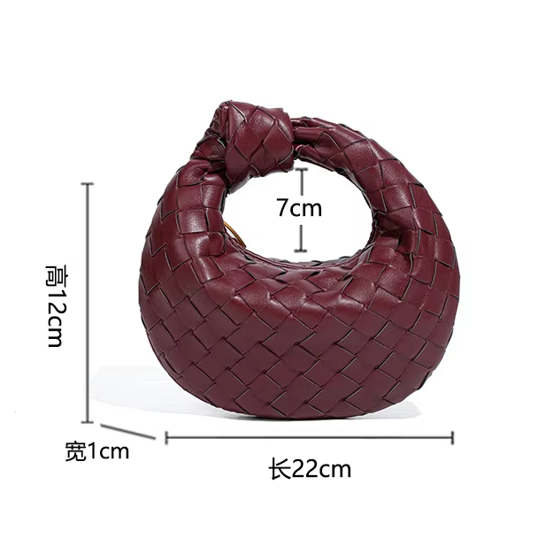 Luxury Woven Braided Mini Handbag Fashion Handmade Vegan PU Leather Purse with Knot 2025 Summer Handwoven Half Moon Bag