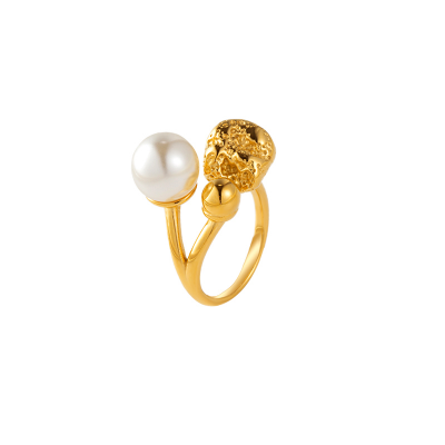 18K Gold Plated Stainless Steel Waterproof Heart - Shaped Ring - Stylish and Durable Summer Jewelry