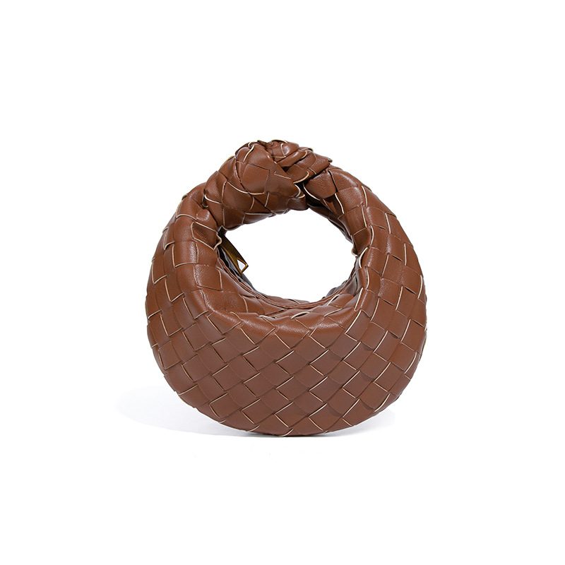 Luxury Woven Braided Mini Handbag Fashion Handmade Vegan PU Leather Purse with Knot 2025 Summer Handwoven Half Moon Bag