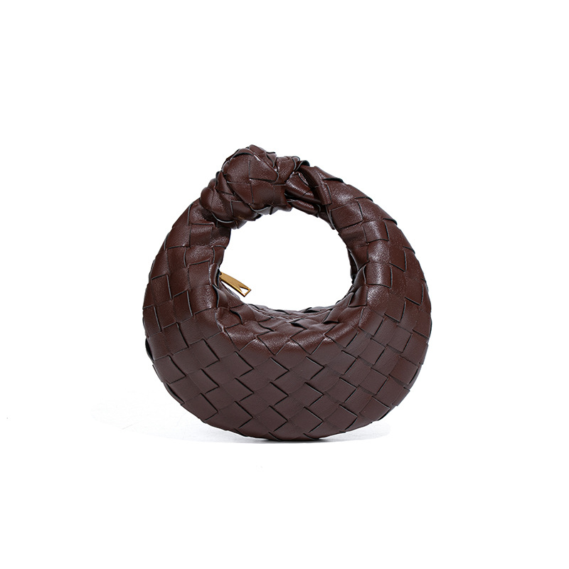 Luxury Woven Braided Mini Handbag Fashion Handmade Vegan PU Leather Purse with Knot 2025 Summer Handwoven Half Moon Bag