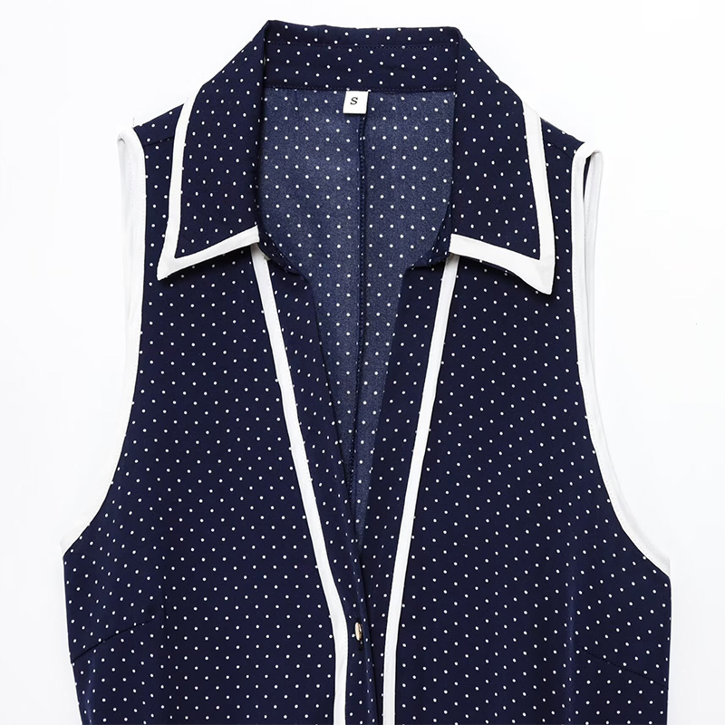 Autumn Women's Clothing 2025 New Fashion Polka Dot Shirt Dress Retro Belt Sleeveless Casual Female Midi Dress