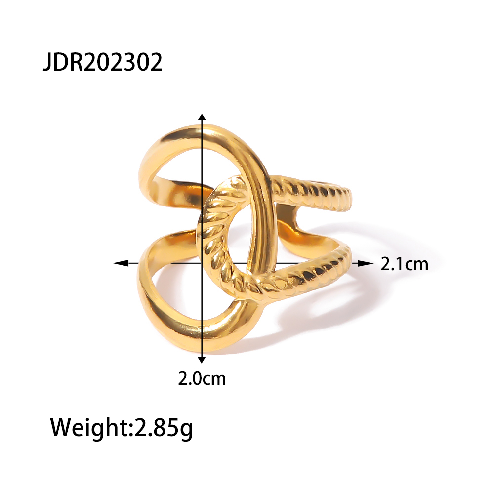 Waterproof Silver Gold Plated Stainless Steel Jewelry Adjustable Layer Twist Charm Opening Rings for Women