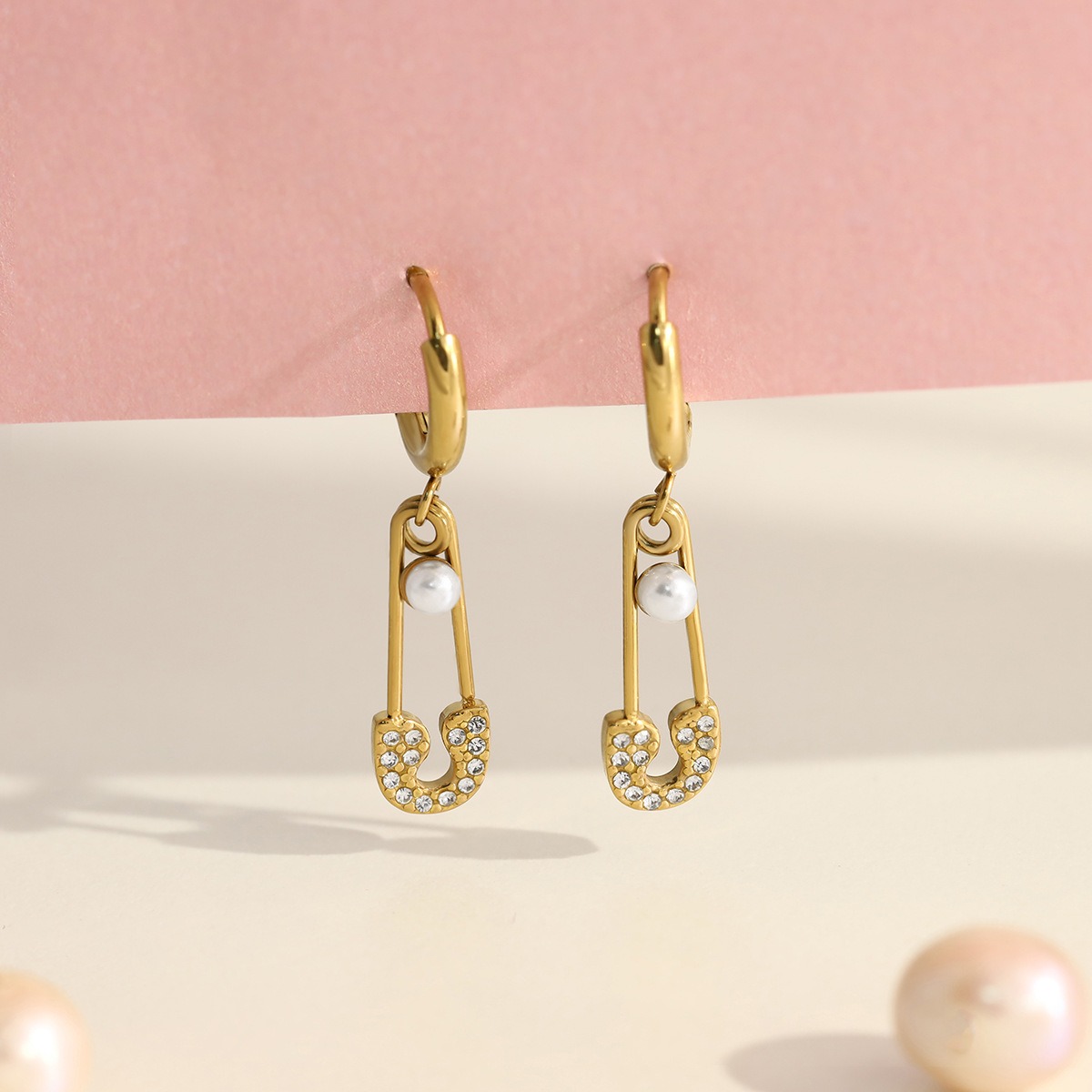 Waterproof 18k Gold Plated Stainless Steel Grid Textured Earrings Women's Geometric Chunky Rectangle Stud Earrings Jewelry