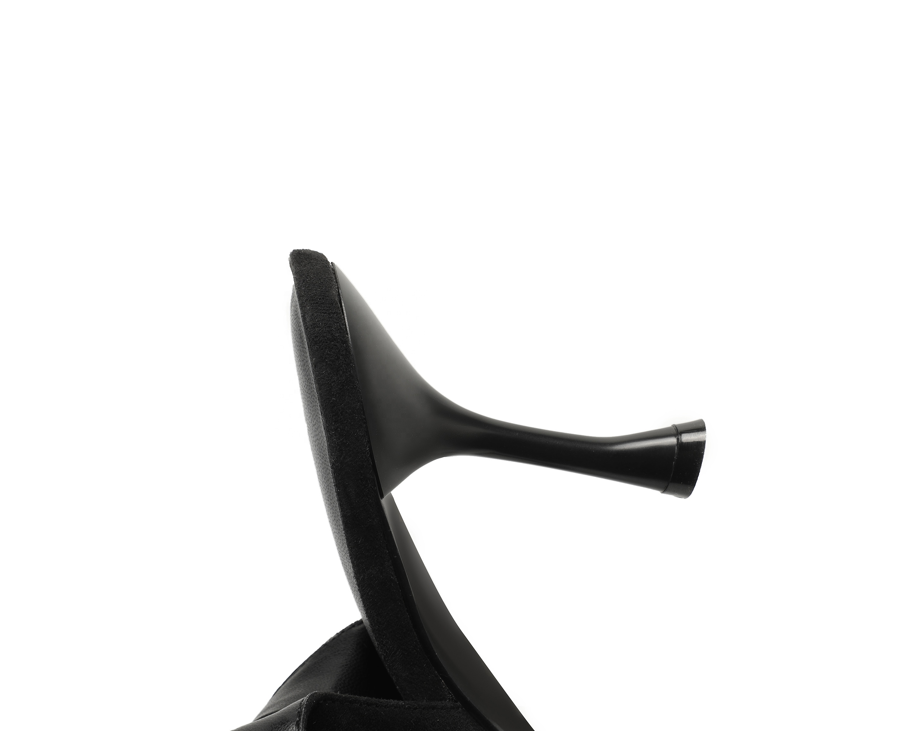 Elegant Classic Black Suede Slingback High Heels with Crystal Buckle Pointed Toe Stiletto