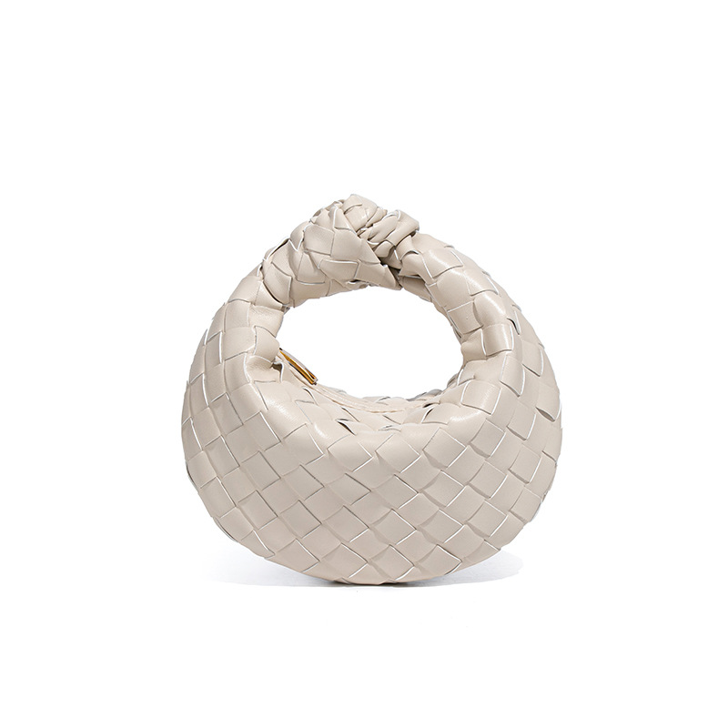 Luxury Woven Braided Mini Handbag Fashion Handmade Vegan PU Leather Purse with Knot 2025 Summer Handwoven Half Moon Bag