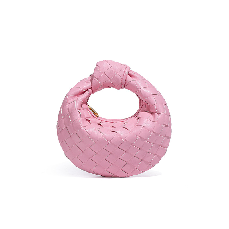 Luxury Woven Braided Mini Handbag Fashion Handmade Vegan PU Leather Purse with Knot 2025 Summer Handwoven Half Moon Bag
