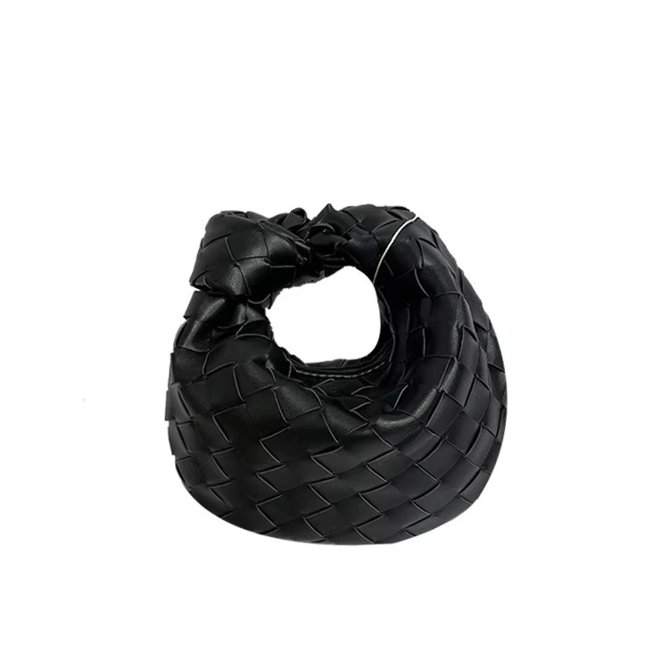 Luxury Woven Braided Mini Handbag Fashion Handmade Vegan PU Leather Purse with Knot 2025 Summer Handwoven Half Moon Bag