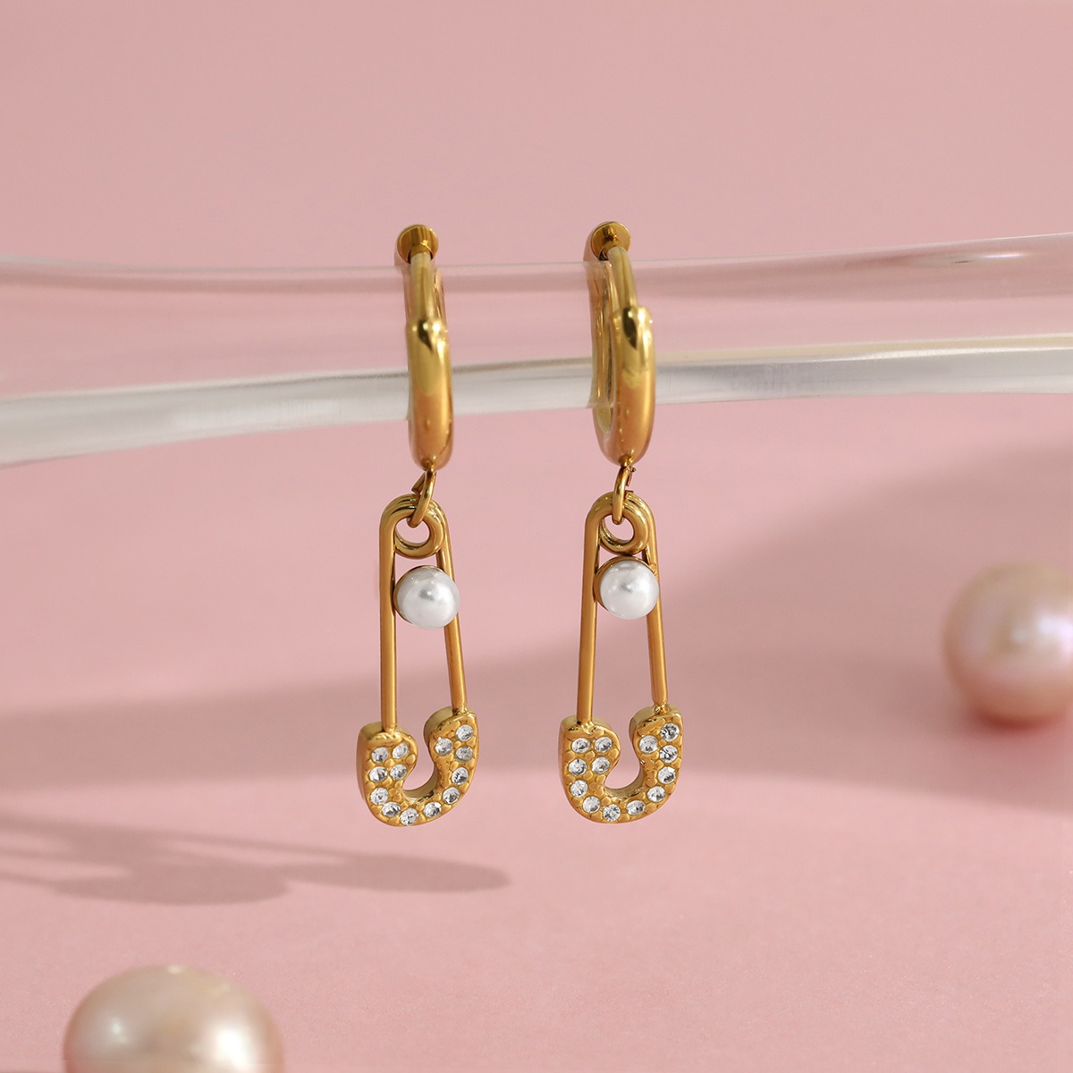 Waterproof 18k Gold Plated Stainless Steel Grid Textured Earrings Women's Geometric Chunky Rectangle Stud Earrings Jewelry