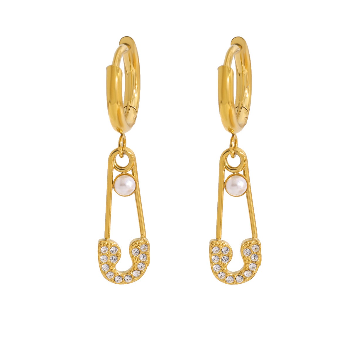 Waterproof 18k Gold Plated Stainless Steel Grid Textured Earrings Women's Geometric Chunky Rectangle Stud Earrings Jewelry