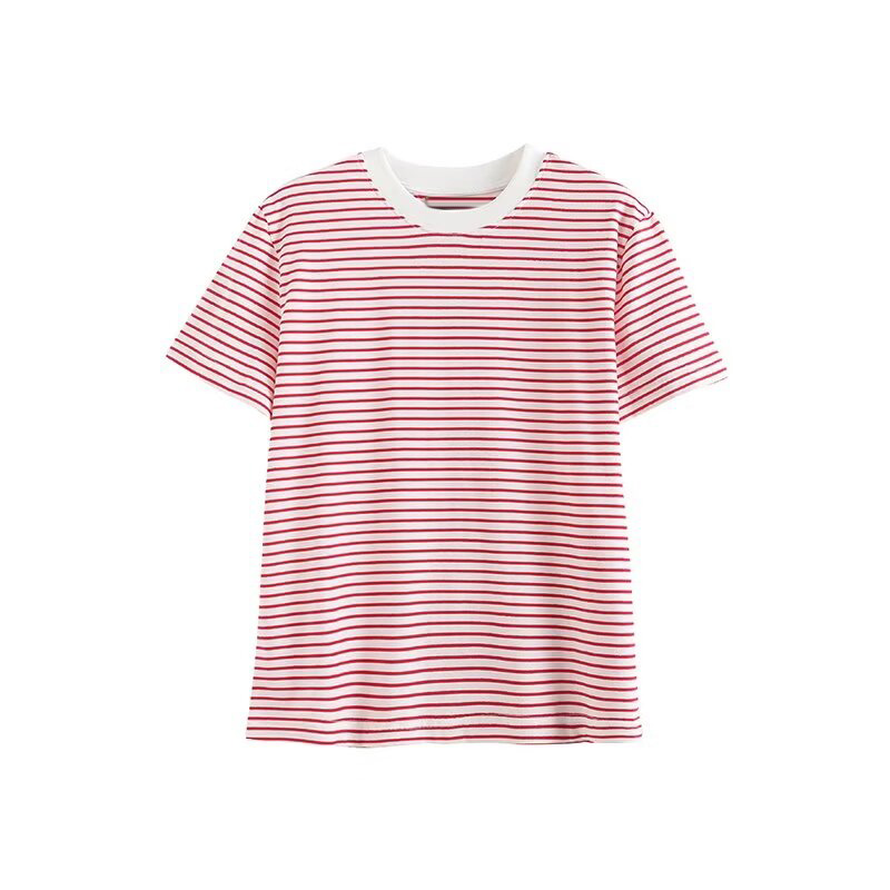 Women's 2024 New Fashion Summer Striped T-Shirt Retro O Neck Short Sleeve Casual T-Shirt Tops Women
