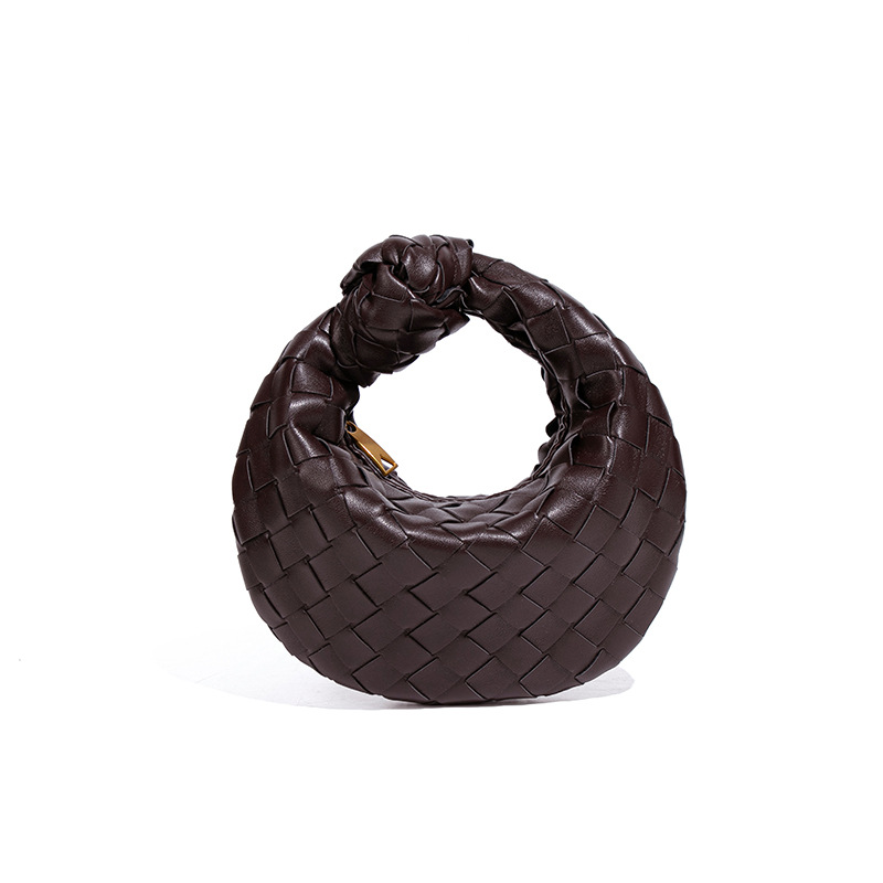 Luxury Woven Braided Mini Handbag Fashion Handmade Vegan PU Leather Purse with Knot 2025 Summer Handwoven Half Moon Bag