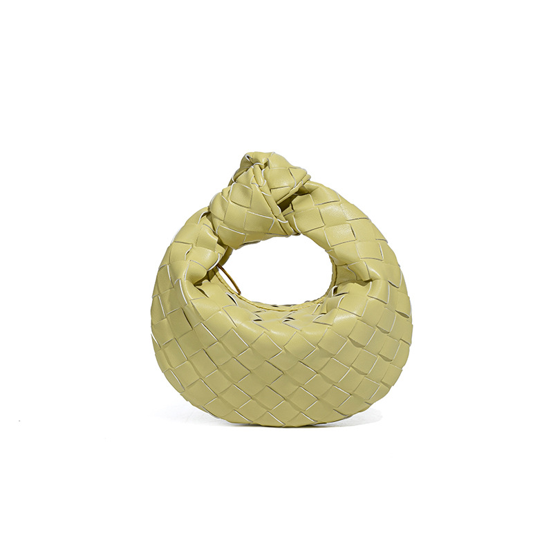 Luxury Woven Braided Mini Handbag Fashion Handmade Vegan PU Leather Purse with Knot 2025 Summer Handwoven Half Moon Bag