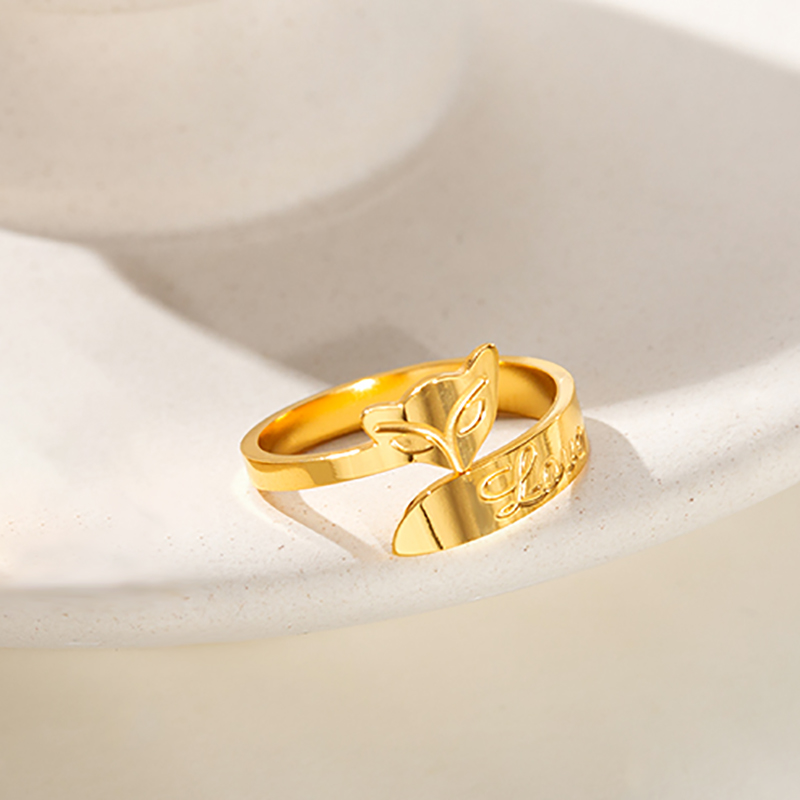 18K Gold Plated Stainless Steel Waterproof Heart - Shaped Ring - Stylish and Durable Summer Jewelry