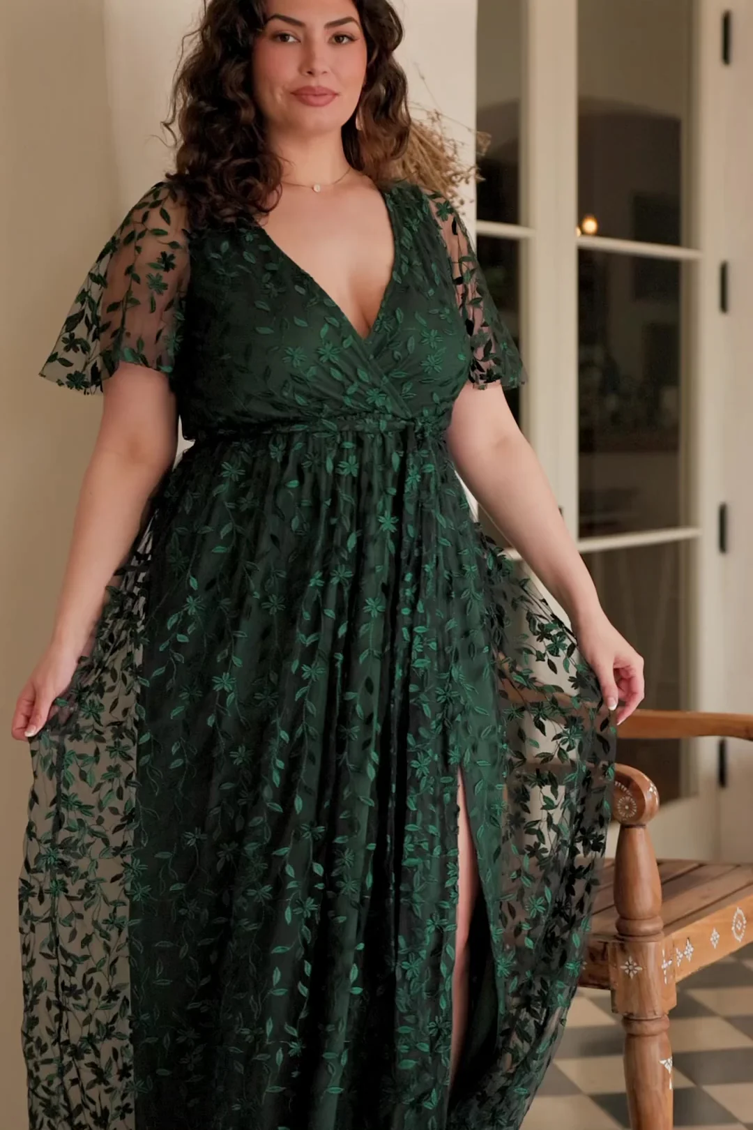 Marseille Embossed Maxi Dress | Green