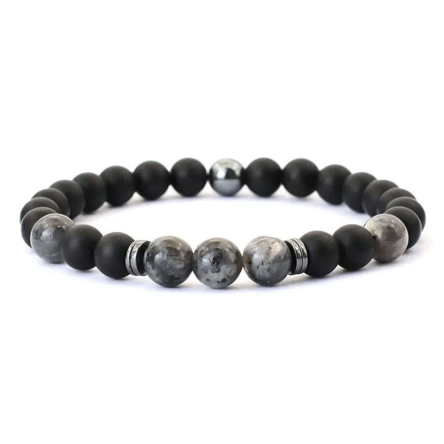 Noter Handmade Mens Bracelet 8mm Onyx Tiger Eyes Stone Beaded Braclet Hematite Healing Braslet Cadeau Homme Leisure Accessories