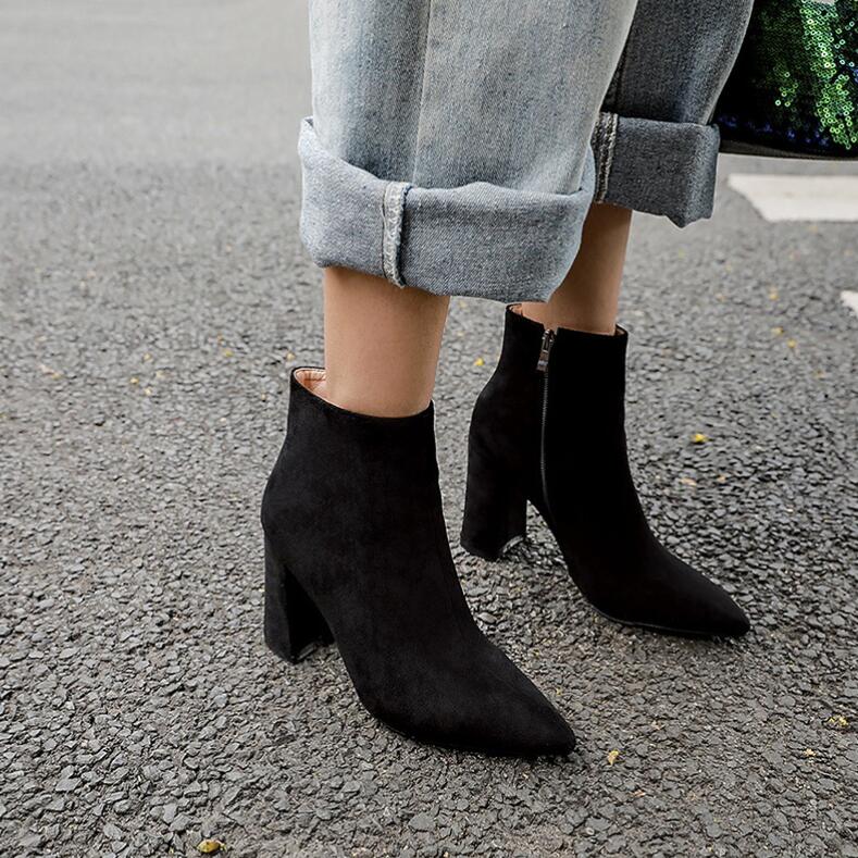 Petite Feet Size 2 Pointy Chunky High Heel Boots