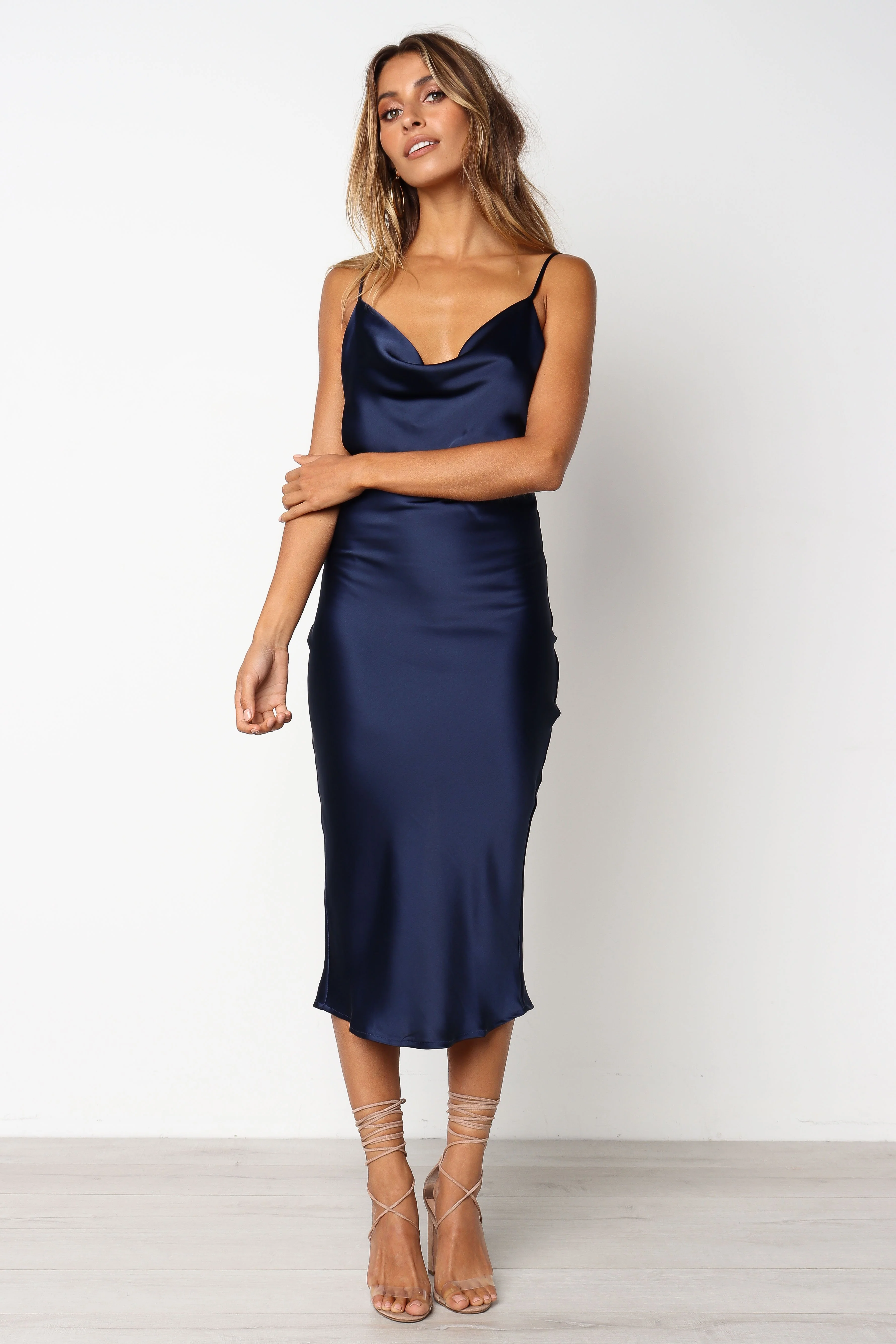 Silk surface Dress - Navy