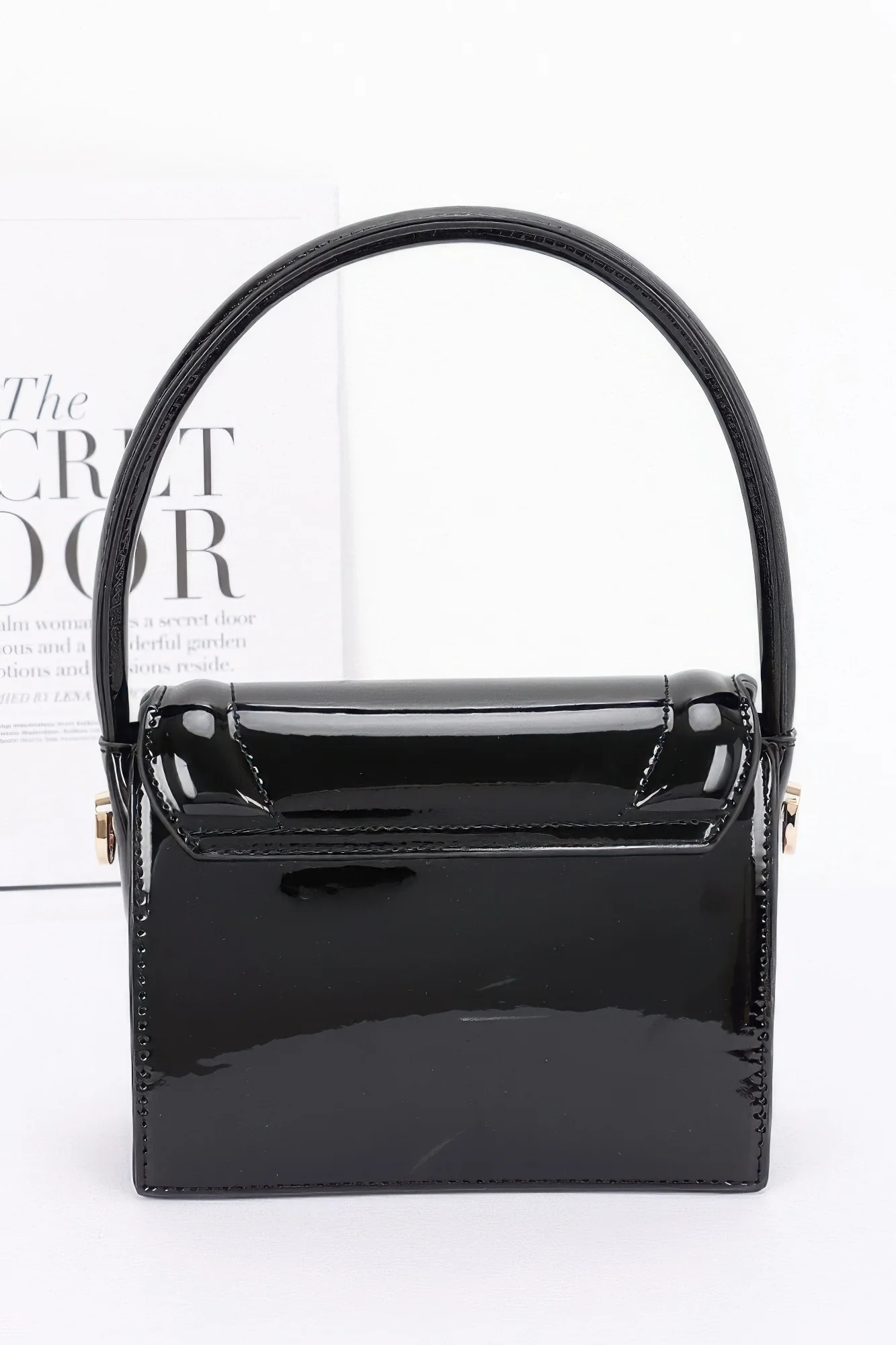 Enamel Top Handle Flap Bag