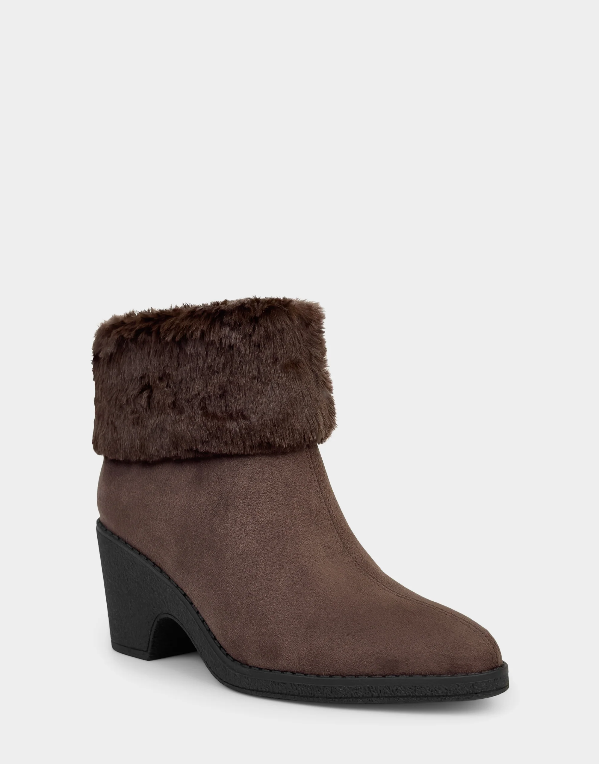 Fluffy wine ankle boots