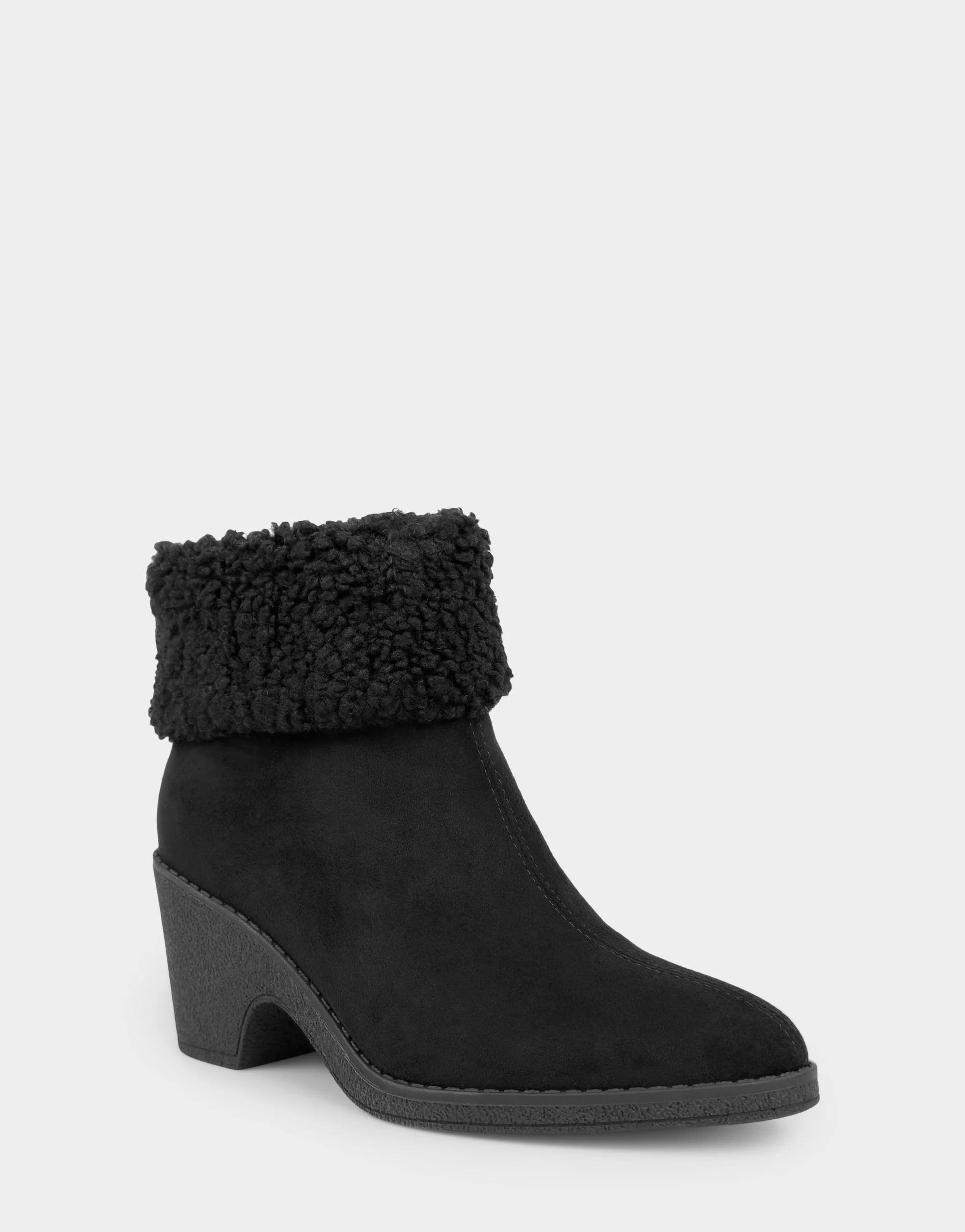 Fluffy black ankle boots