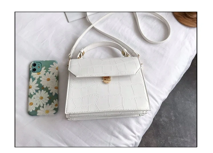 Stone Patent White Cross Bags For Women 2026 Small Handbag