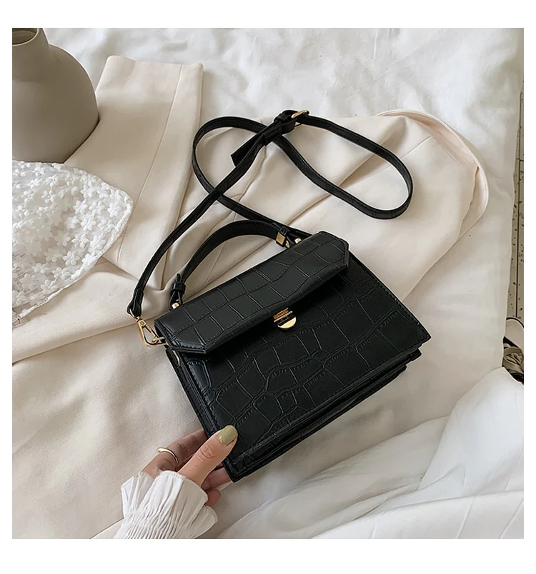 Stone Patent White Cross Bags For Women 2026 Small Handbag