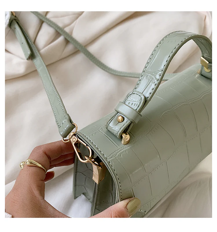Stone Patent White Cross Bags For Women 2026 Small Handbag