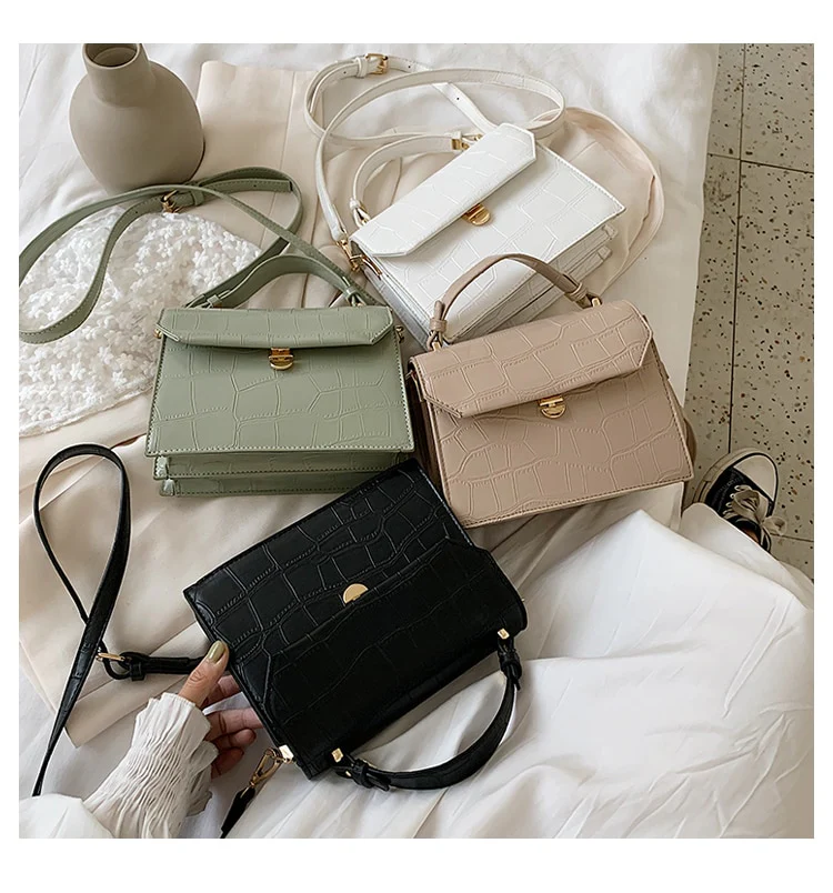 Stone Patent White Cross Bags For Women 2026 Small Handbag