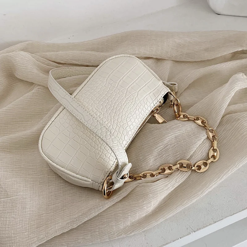 New Fashion Crocodile Pattern Baguette Bags MINI PU Leather Shoulder Bags