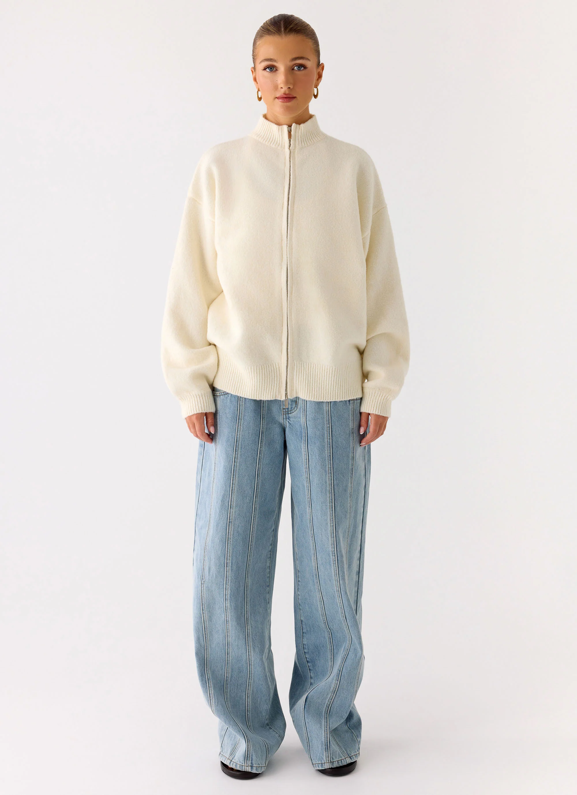 Knit Zip Jacket - Ivory