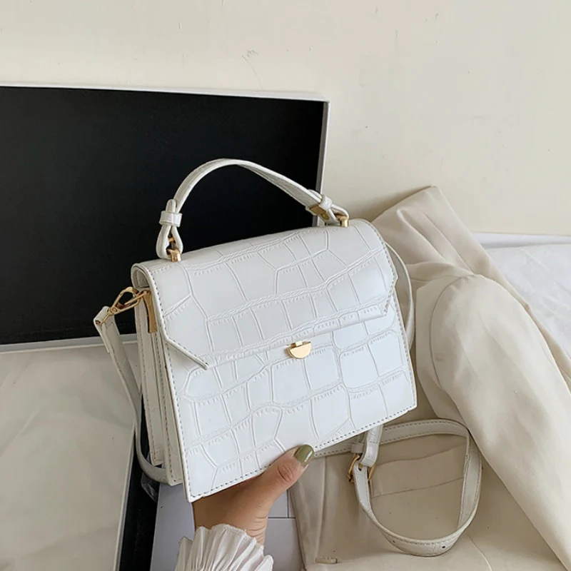 Stone Patent White Cross Bags For Women 2026 Small Handbag