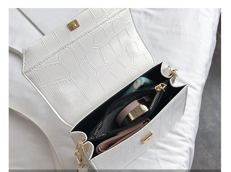 Stone Patent White Cross Bags For Women 2026 Small Handbag
