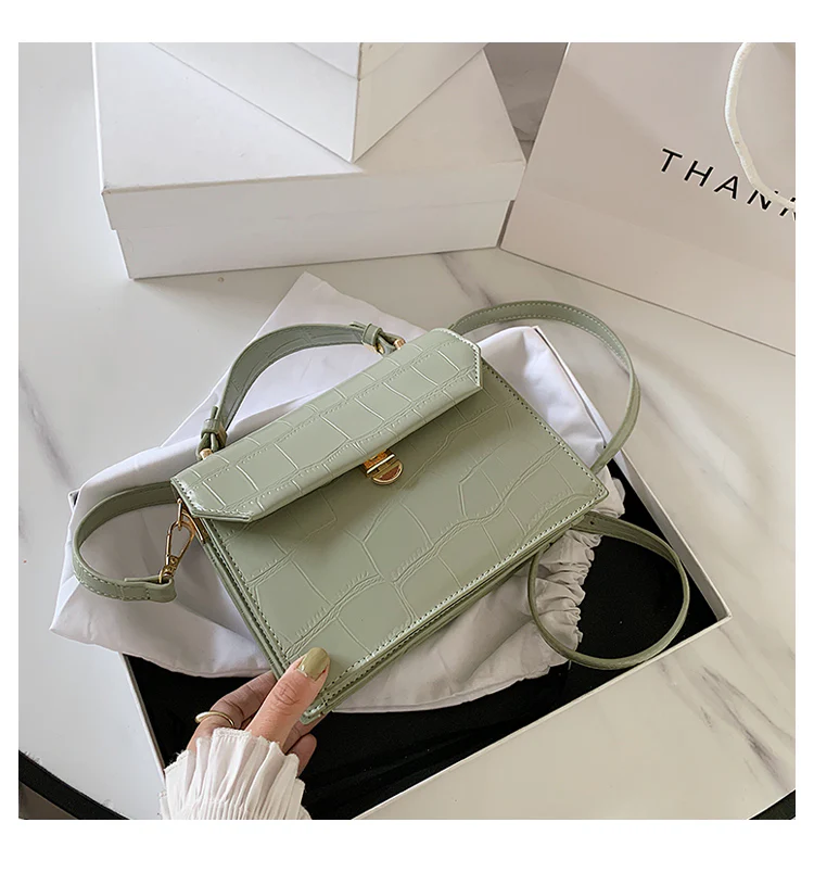 Stone Patent White Cross Bags For Women 2026 Small Handbag