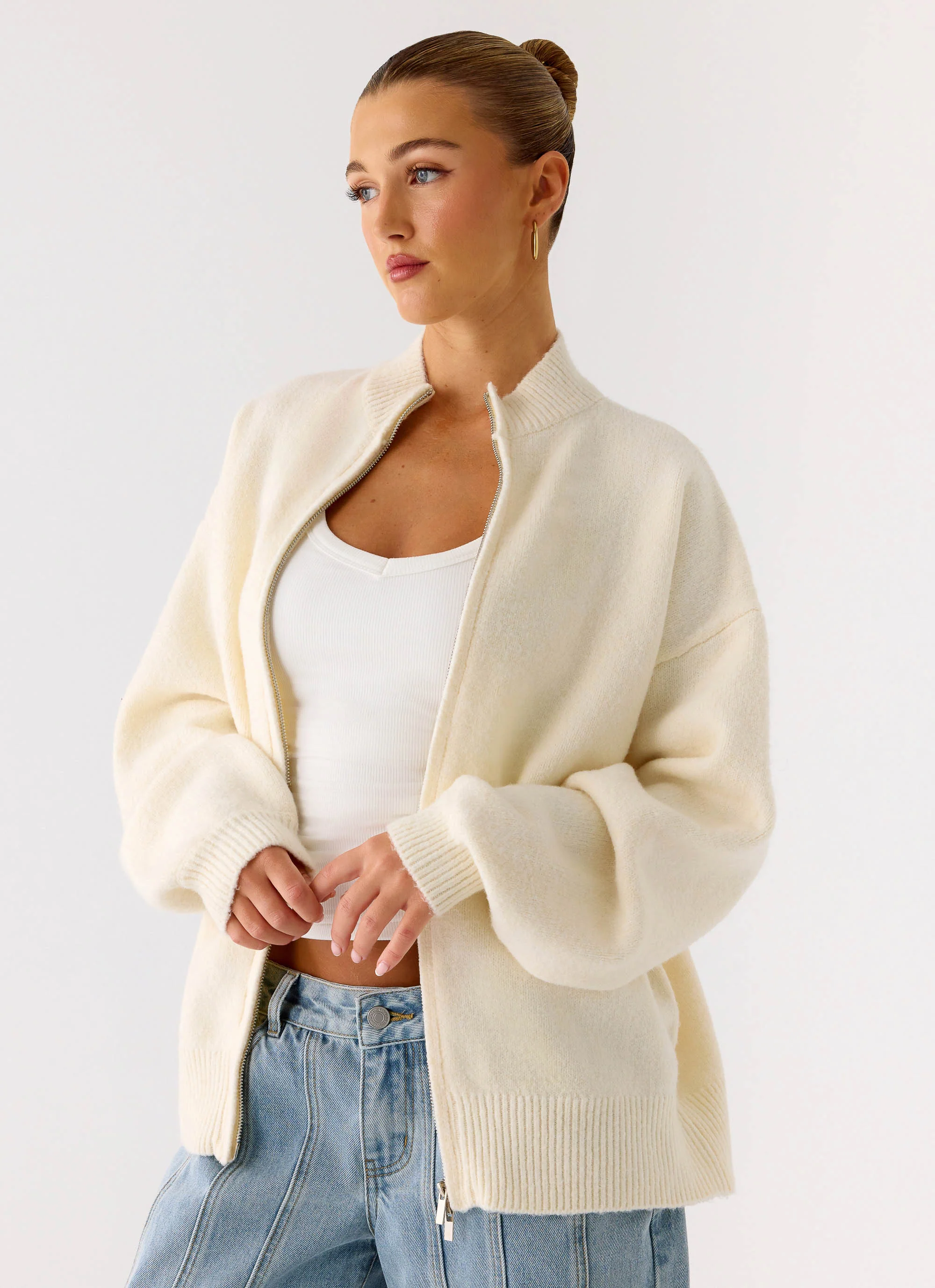 Knit Zip Jacket - Ivory