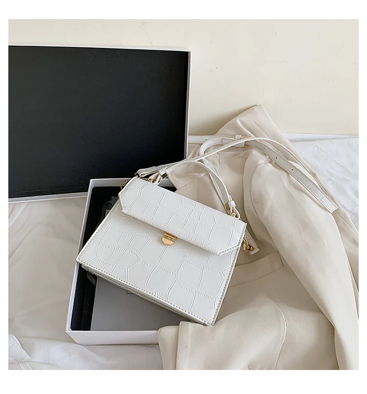 Stone Patent White Cross Bags For Women 2026 Small Handbag