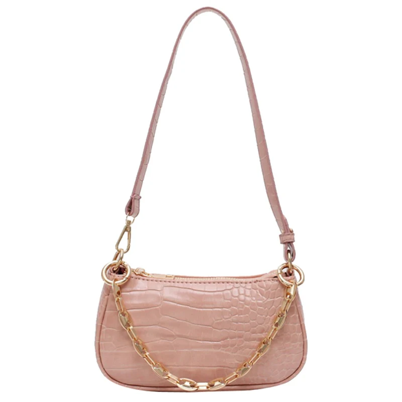 New Fashion Crocodile Pattern Baguette Bags MINI PU Leather Shoulder Bags