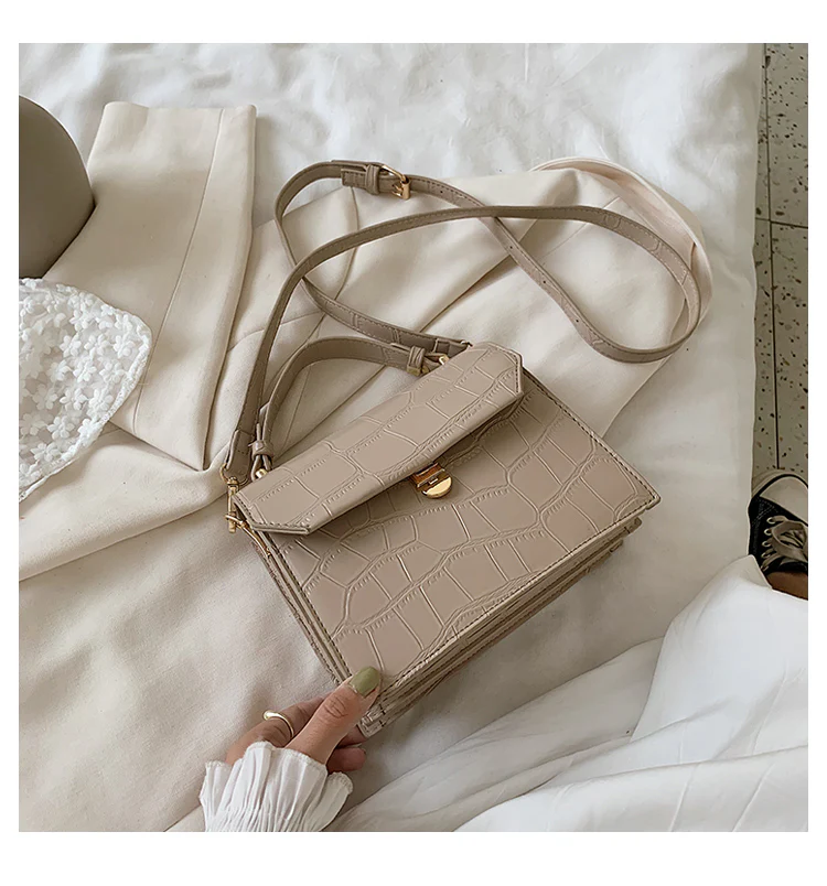 Stone Patent White Cross Bags For Women 2026 Small Handbag