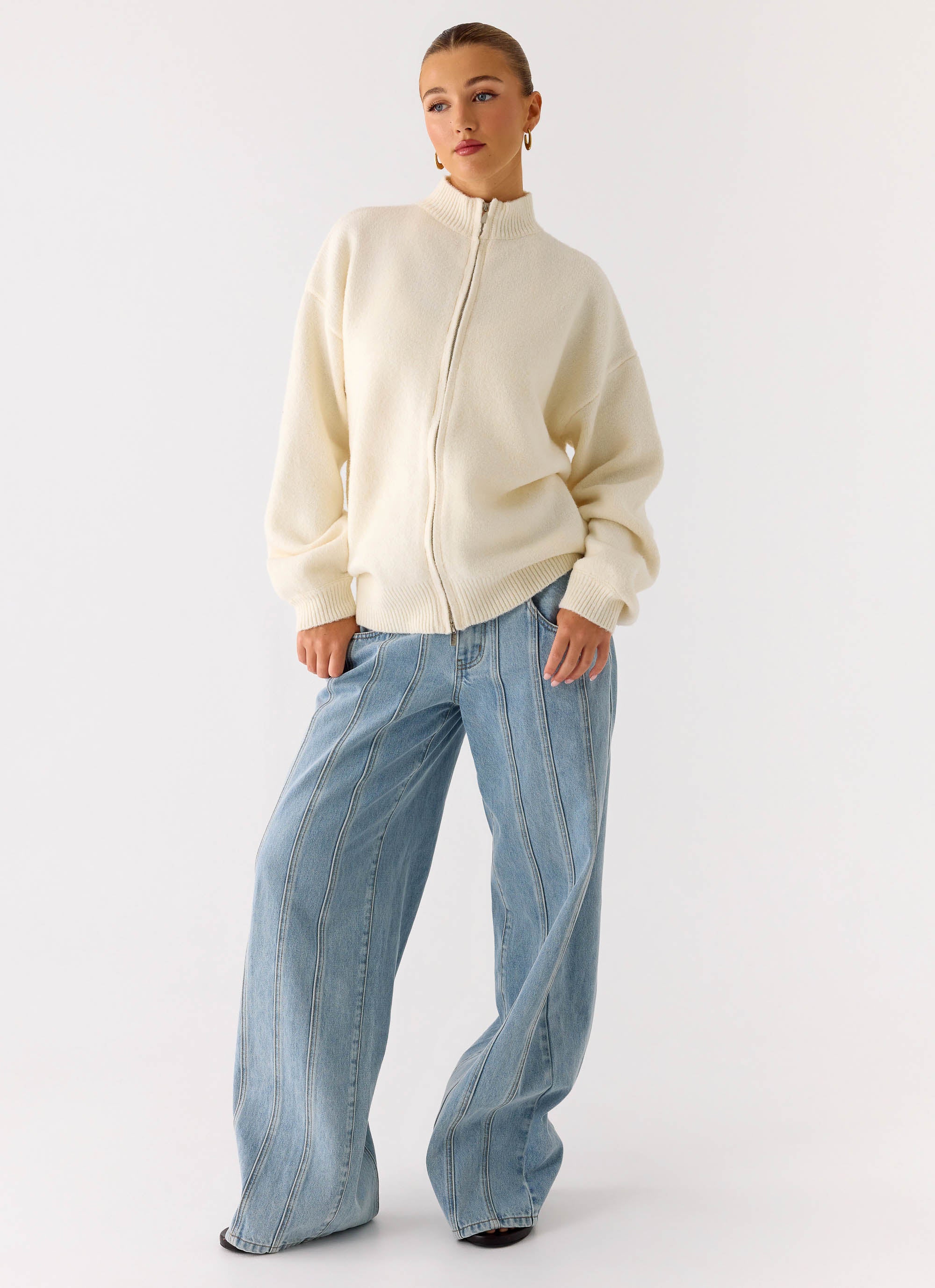 Knit Zip Jacket - Ivory